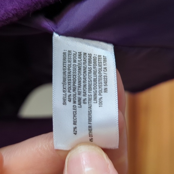 Old Navy Wool Blend Full Lined Regency Ruffle Collar Purple Short Swing Coat - Picture 6 of 7